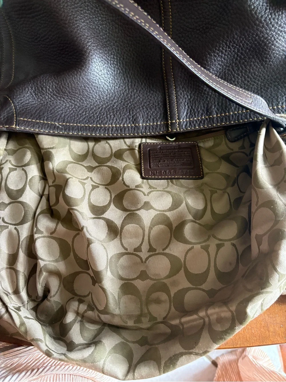 Coach Dark Brown Pebbled Leather Hobo Shoulder Bag